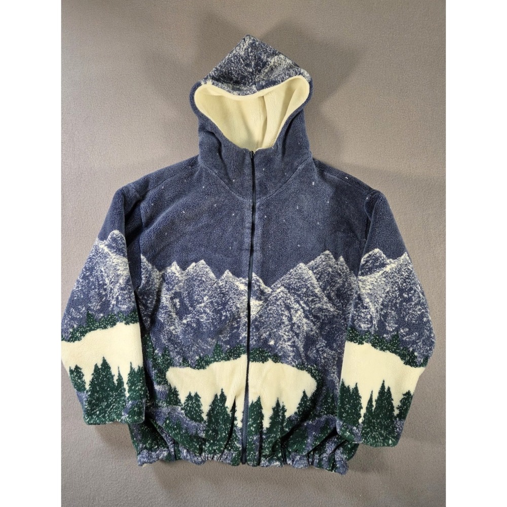 Vintage Denali Jacket Mens Large Mountain Outdoor Fleece Zip Reversible Animal